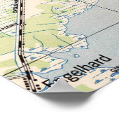 kaart van Roanoke Island & Outer Banks NC Poster (Hoek)