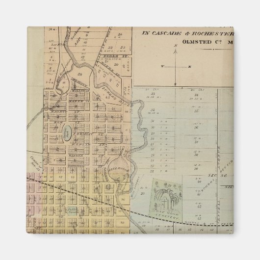 Kaart van Rochester, Minnesota Magneet (Voorkant)
