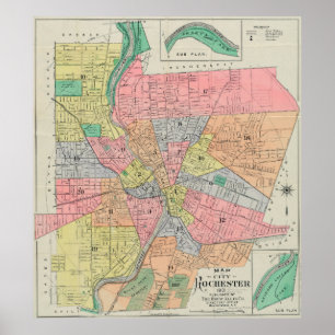 kaart van Rochester NY (1901) Poster