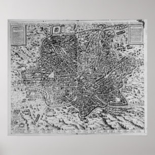 Kaart van Rome, 1579 Poster