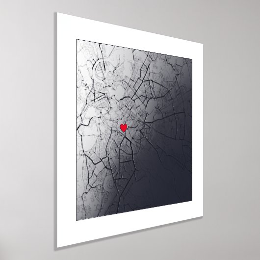 Kaart van Rome, Italië Modern Mooie Hart Persoonli Folie Afdrukken (Laagn)