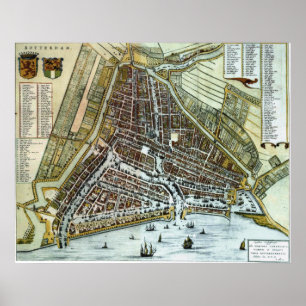  kaart van Rotterdam Nederland (1649) Poster
