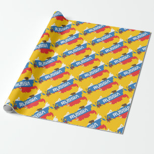 Kaart van Rusland met witte blauwe en rode vlag bi Cadeaupapier