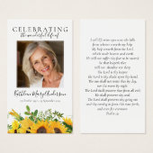 Kaart van Rustic Sunflower Memorial Prayer (Voorkant /achterkant)