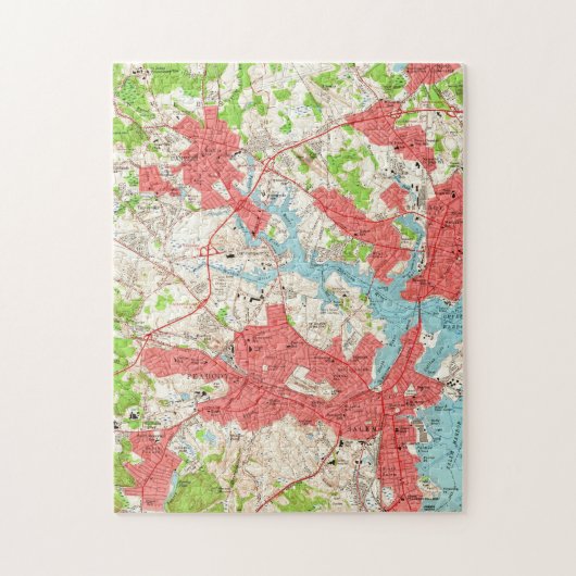  kaart van Salem Massachusetts (1956) Legpuzzel (Verticaal)