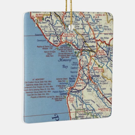  kaart van Salinas CA Keramisch Ornament (Rechts)