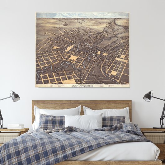 kaart van San Antonio TX (1873) Canvas Afdruk (Insitu (Slaapkamer))