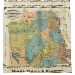 kaart van San Francisco (1890) Douchegordijn