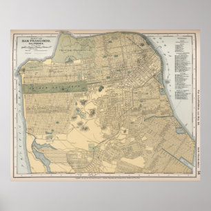  kaart van San Francisco CA (1891) Poster