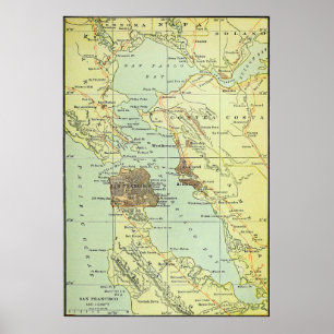 kaart van San Francisco California (1905) Poster