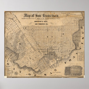 Kaart van San Francisco Poster