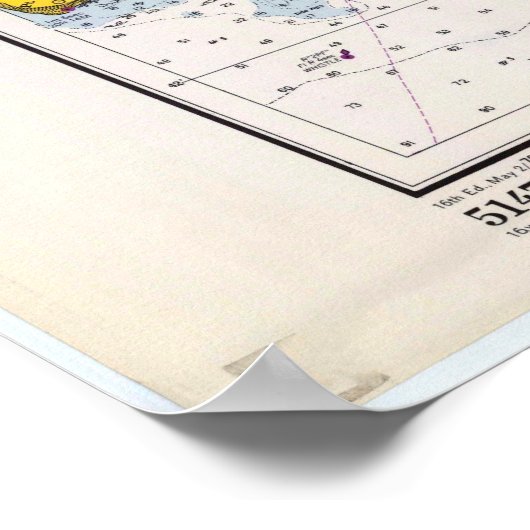 kaart van San Pedro Bay CA (1970) Poster (Hoek)