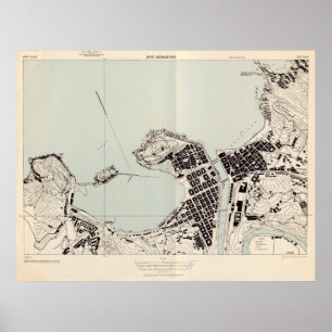  kaart van San Sebastian Spanje (1943) Poster