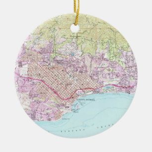 kaart van Santa Barbara California (1952) Keramisch Ornament