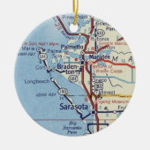 kaart van Sarasota Florida Keramisch Ornament (Voorkant)