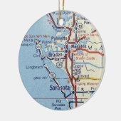 kaart van Sarasota Florida Keramisch Ornament (Links)