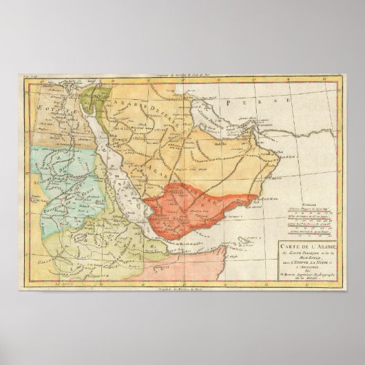  kaart van Saudi-Arabië (1780) Poster (Voorkant)