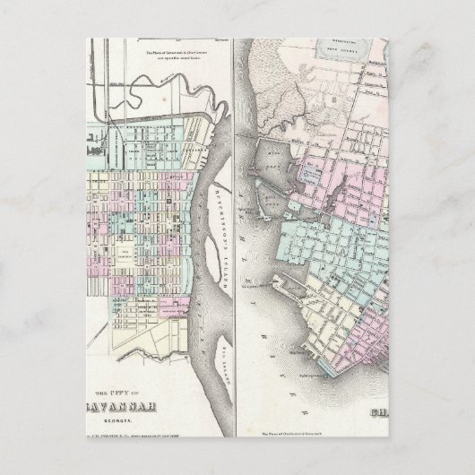 kaart van Savannah en Charleston (1855) (Voorkant)