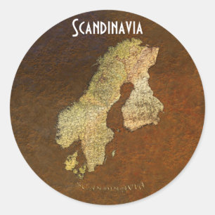 Kaart van Scandinavia Cartografie Ronde Sticker