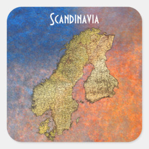 Kaart van Scandinavia Cartografie Vierkante Sticker