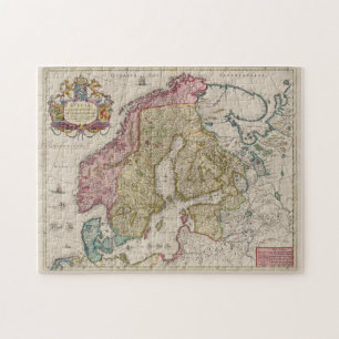 kaart van Scandinavië (1665) Legpuzzel