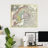 kaart van Scandinavië (1730) Poster (Thuiskantoor)