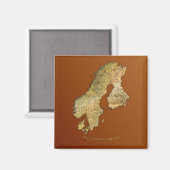 KAART VAN SCANDINAVIË Square Magnet Magneet (Voorkant / Achterkant)