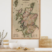  kaart van Schotland (1814) Poster (Keuken)