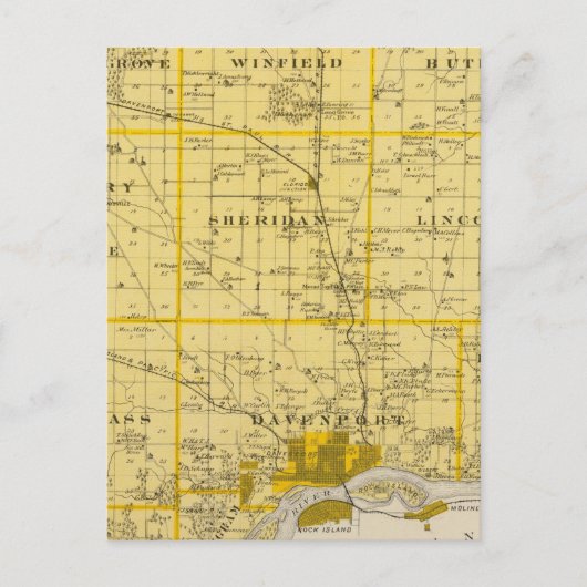 Kaart van Scott County, staat Iowa (Voorkant)