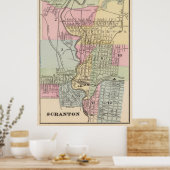  kaart van Scranton PA (1890) Poster (Keuken)