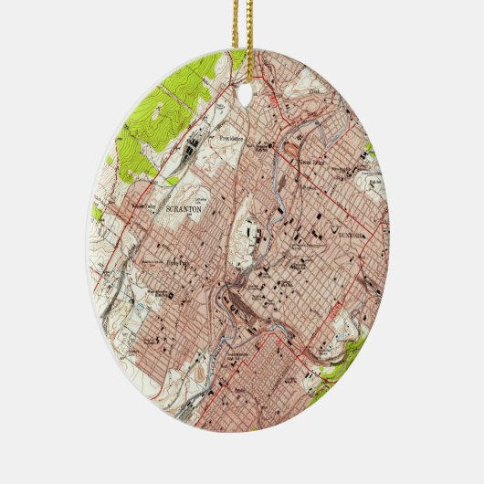 kaart van Scranton Pennsylvania (1947) Keramisch Ornament (Rechts)