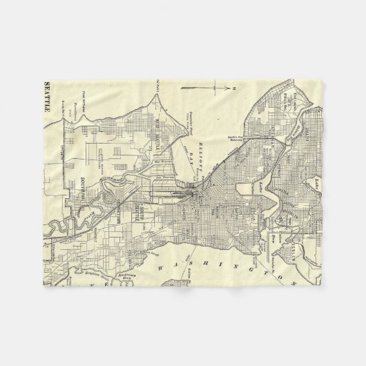  kaart van Seattle (1914) Fleece Deken (Voorkant (Horizontaal))