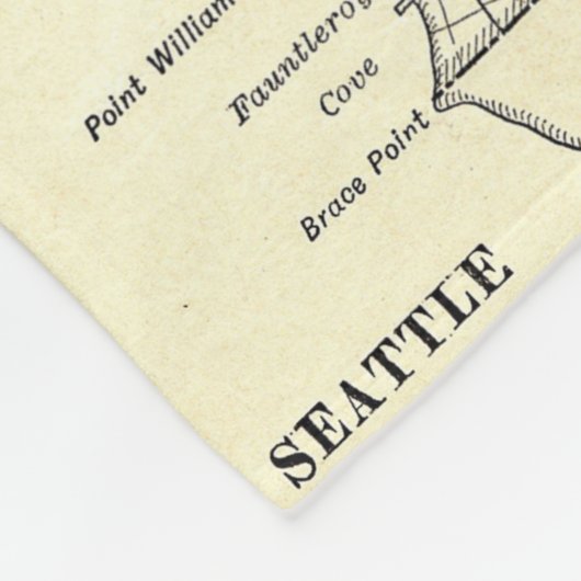 kaart van Seattle (1914) Fleece Deken (Hoek)
