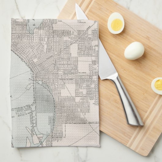  kaart van Seattle Washington (1901) Theedoek (Quarter Fold)