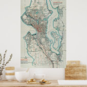  kaart van Seattle Washington (1911) Poster (Keuken)