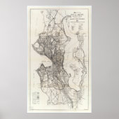 kaart van Seattle Washington Poster (Voorkant)