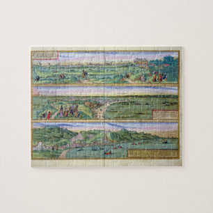 Kaart van Sevilla, Cadiz en Malaga uit 'Civitates' Legpuzzel
