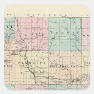 Kaart van Sheboygan County, staat Wisconsin Vierkante Sticker