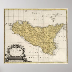  kaart van Sicilië (1747) Poster