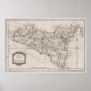  kaart van Sicilië (1764) Poster