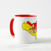 Kaart van Sicilië met Mok van Trinacria Symbol Cof (Voorkant links)