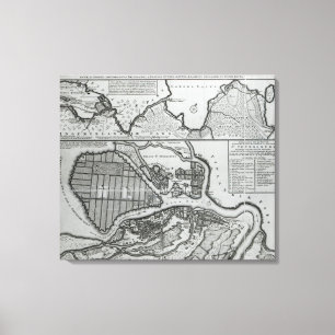 Kaart van Sint-Petersburg, c.1750 Canvas Afdruk