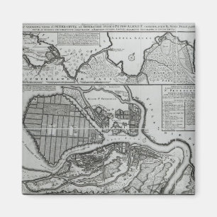 Kaart van Sint-Petersburg, c.1750 Magneet