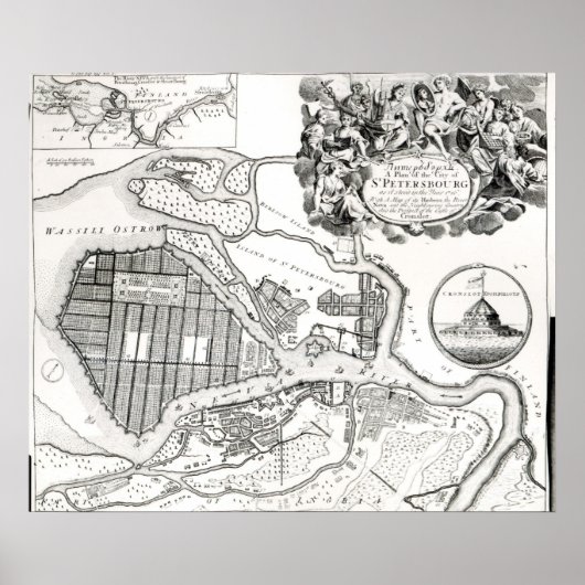 Kaart van Sint-Petersburg Poster (Voorkant)