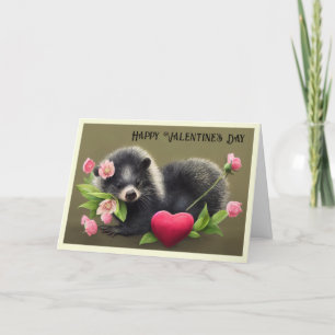 Kaart van Skunk Hugging Flowers Valentijns