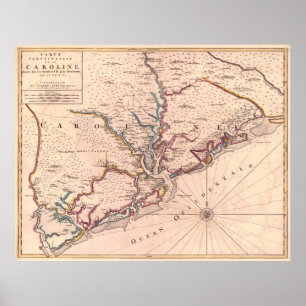  kaart van South Carolina (1690) Poster