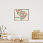  kaart van South Carolina (1827) Poster (Keuken)