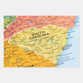 Kaart van South Carolina Inpakpapier Vel (Voorkant 3)