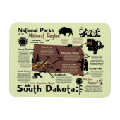Kaart van South Dakota National Parks Magneet (Horizontaal)