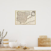  kaart van Spanje (1775) Poster (Keuken)